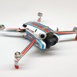 DJI MINI 4 PRO – SKIN – DESIGN: MARTINI RACING + 10x Akku- sowie DJI RC2 + RC-N2 Folie